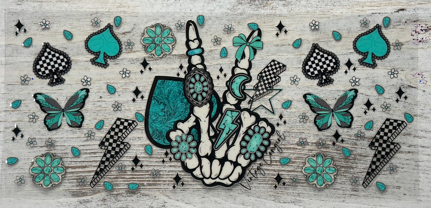 Skelly Vintage Cowgirl Peace Sign - Wrap Black & Turquoise