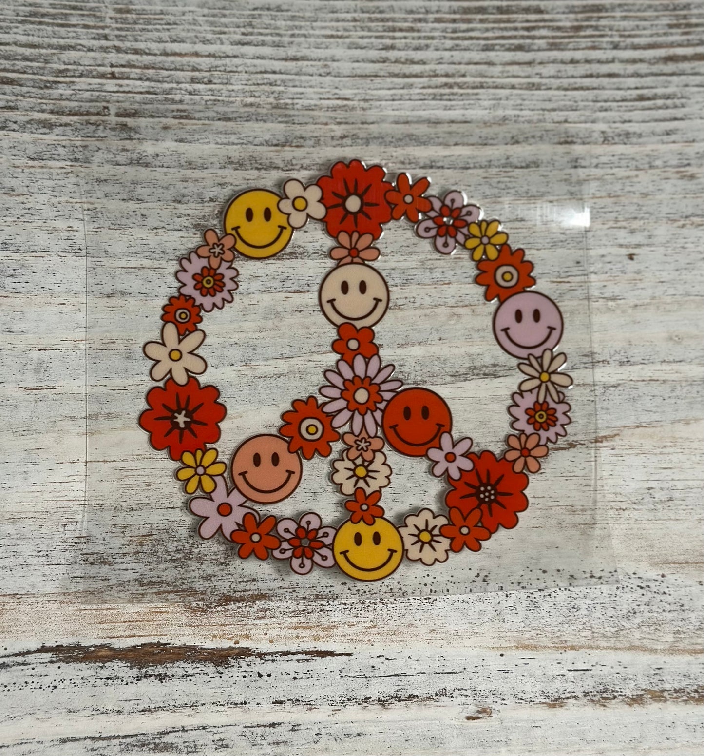 Flower Peace Sign w/Smiley Faces Decal