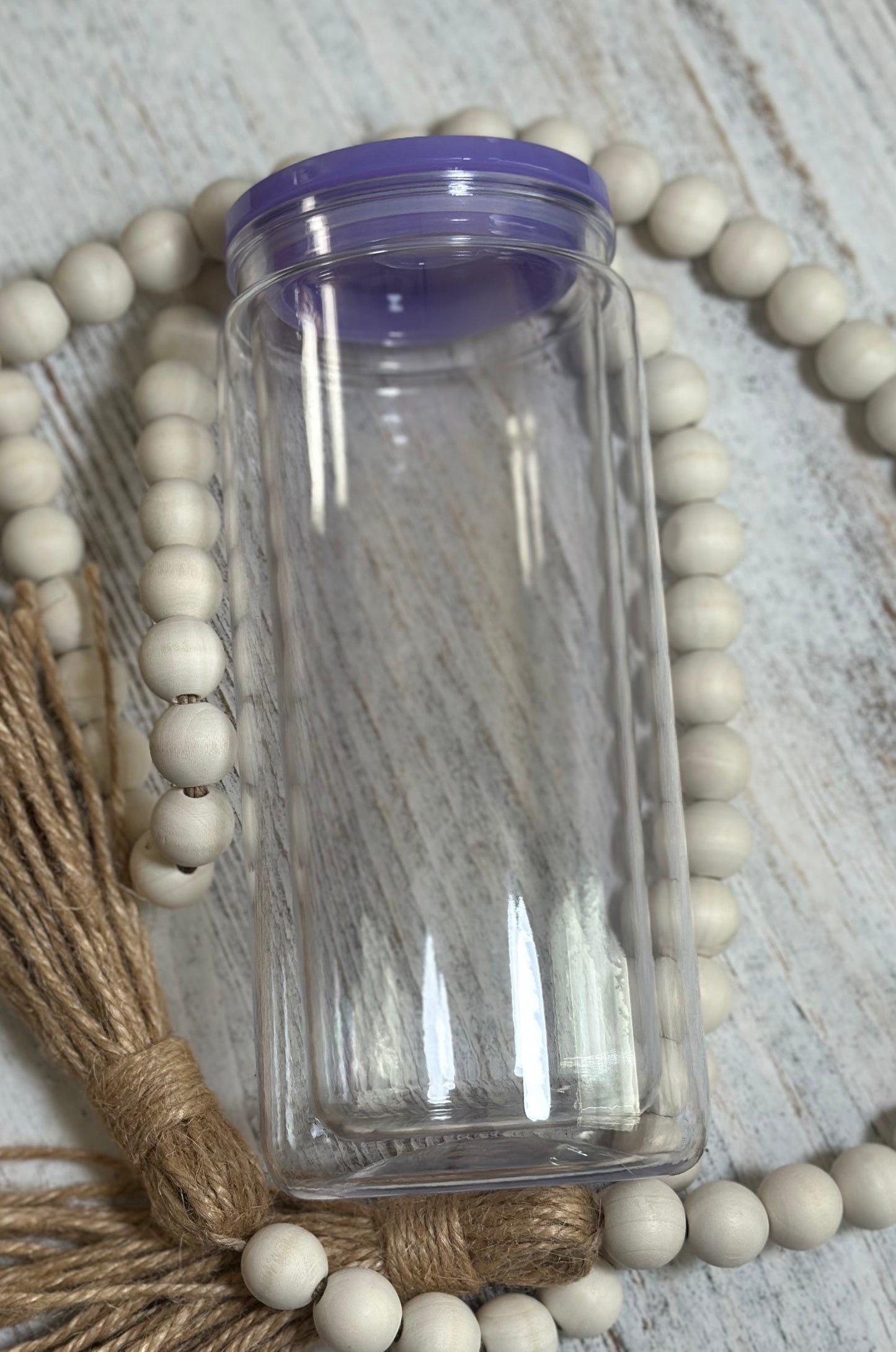 20 Oz Acrylic Snow Globe W/Purple Lid