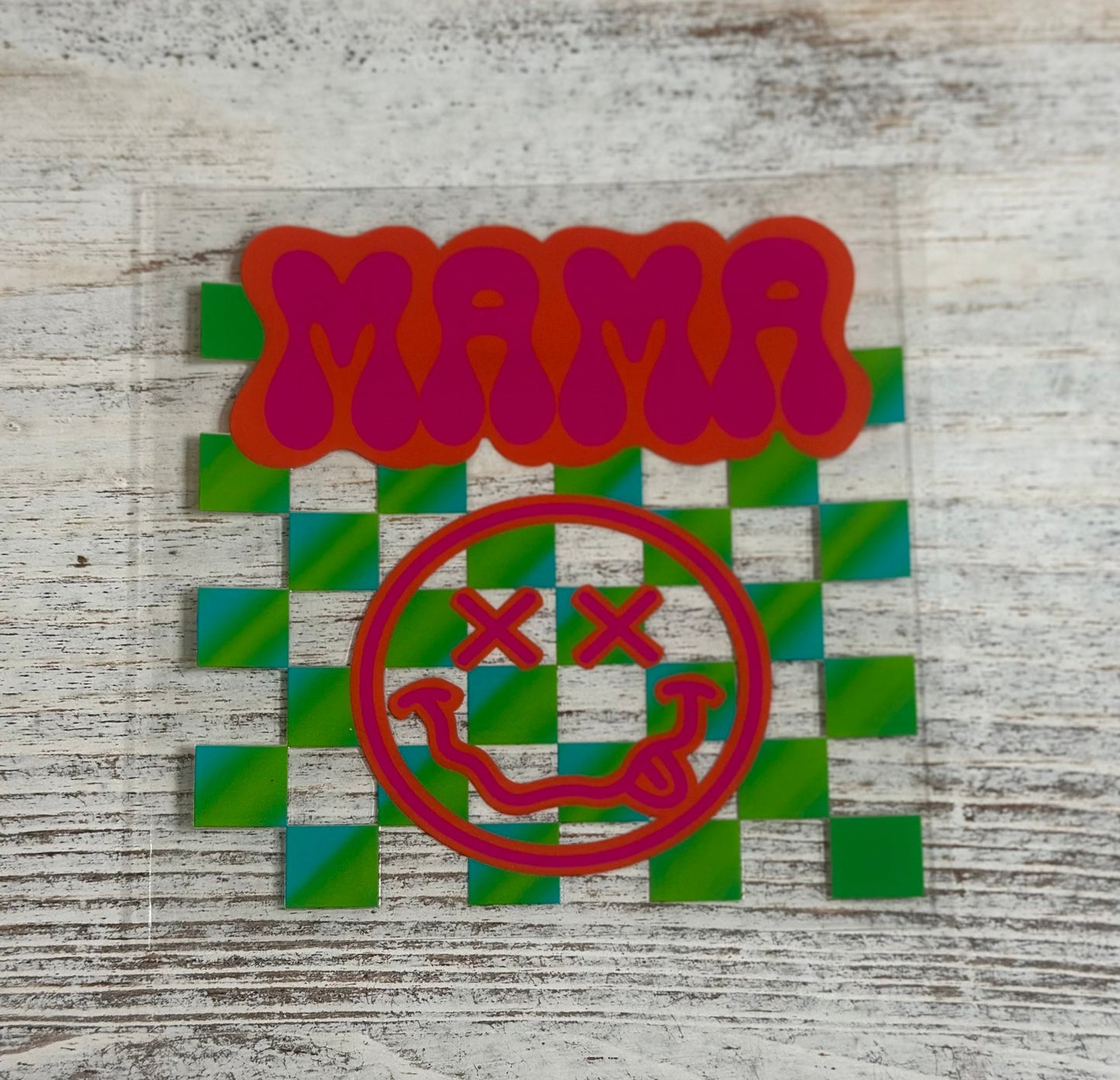 Neon Mama Checkered Smiley - Decal