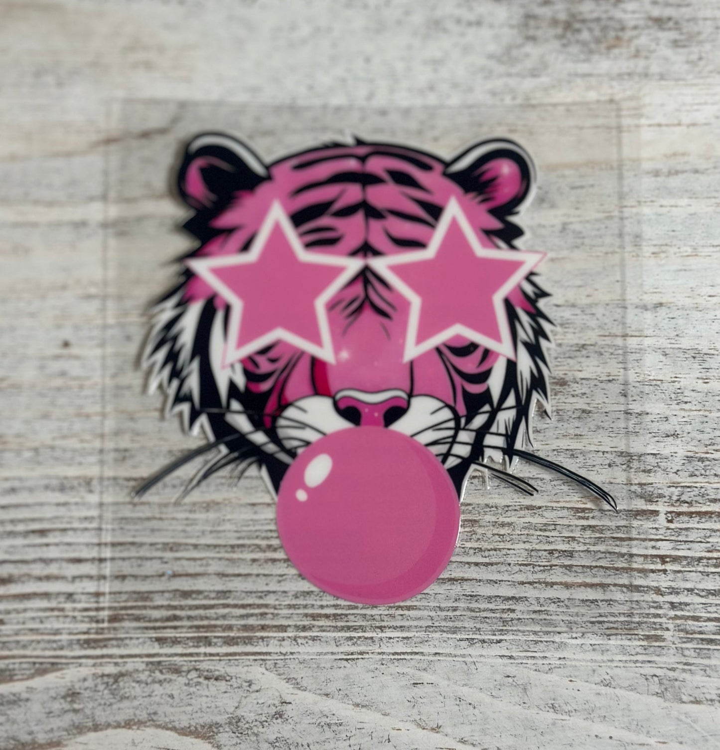 Pink Tiger Blowing Bubble w/ Bubble Gum - Decal