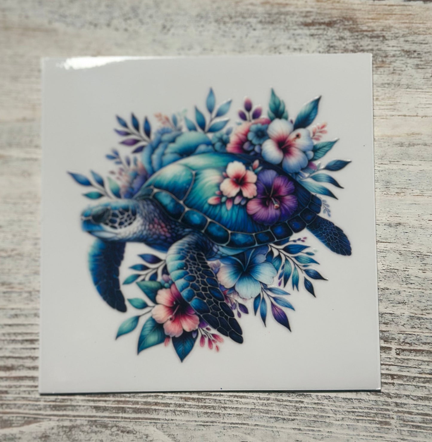 Pretty Pastel Floral Sea Turtle - Decal