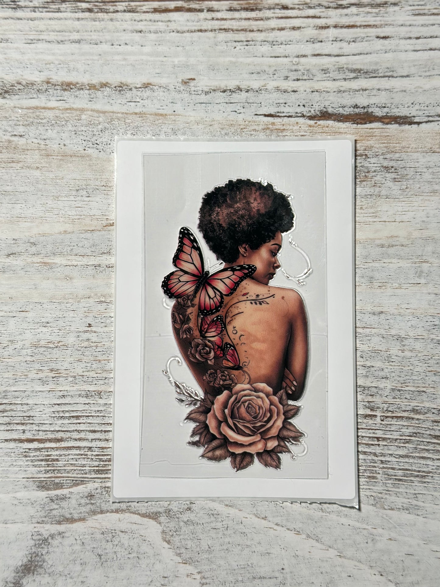 Beautiful Woman W/ Neutral Tones Butterflies and Flowers