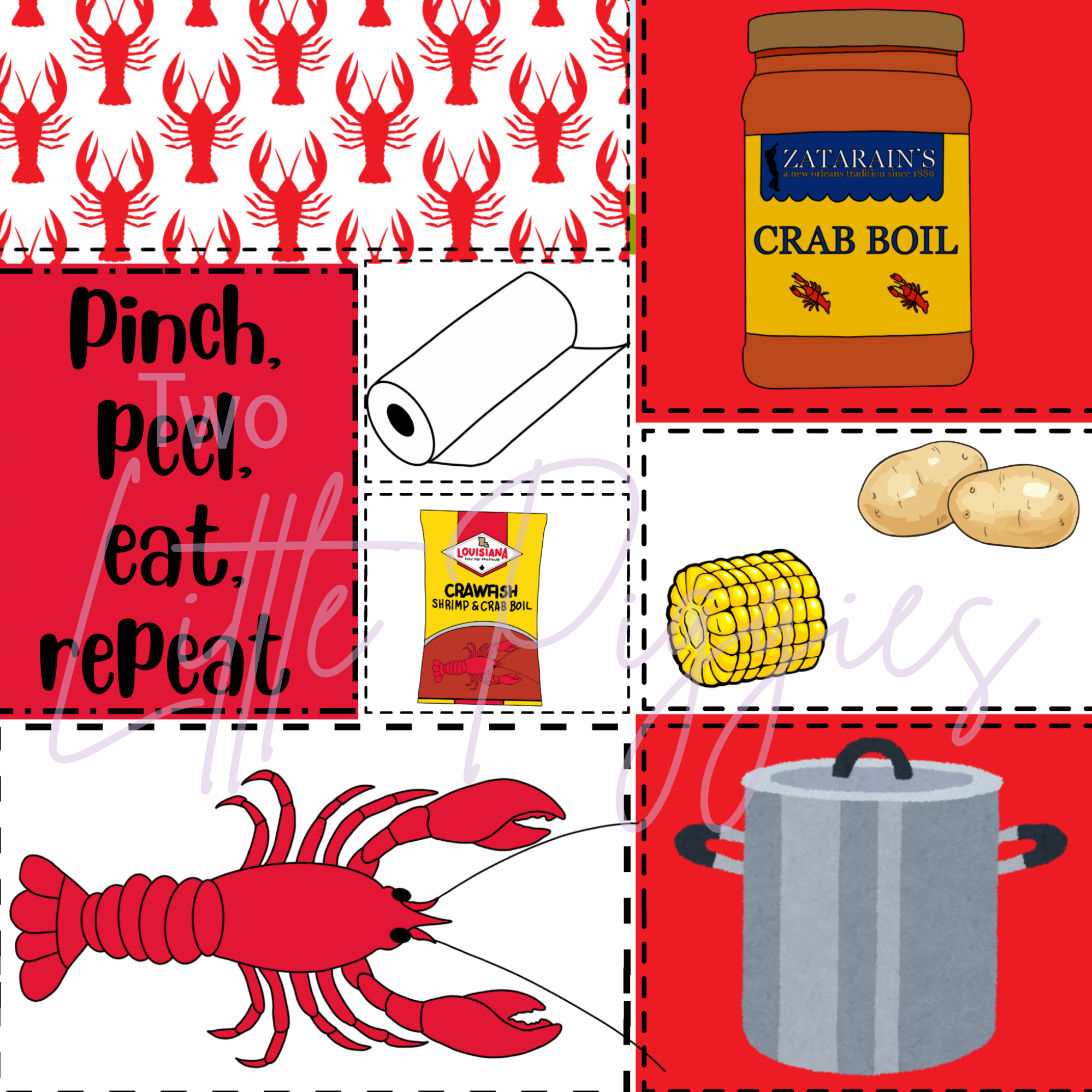 Printed Vinyl - Patchwork - Crawfish