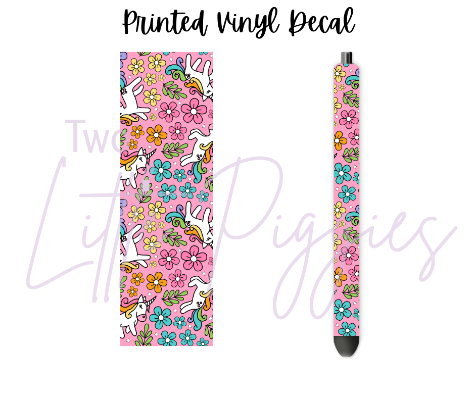 Printed Vinyl - Unicorns and Flowers
