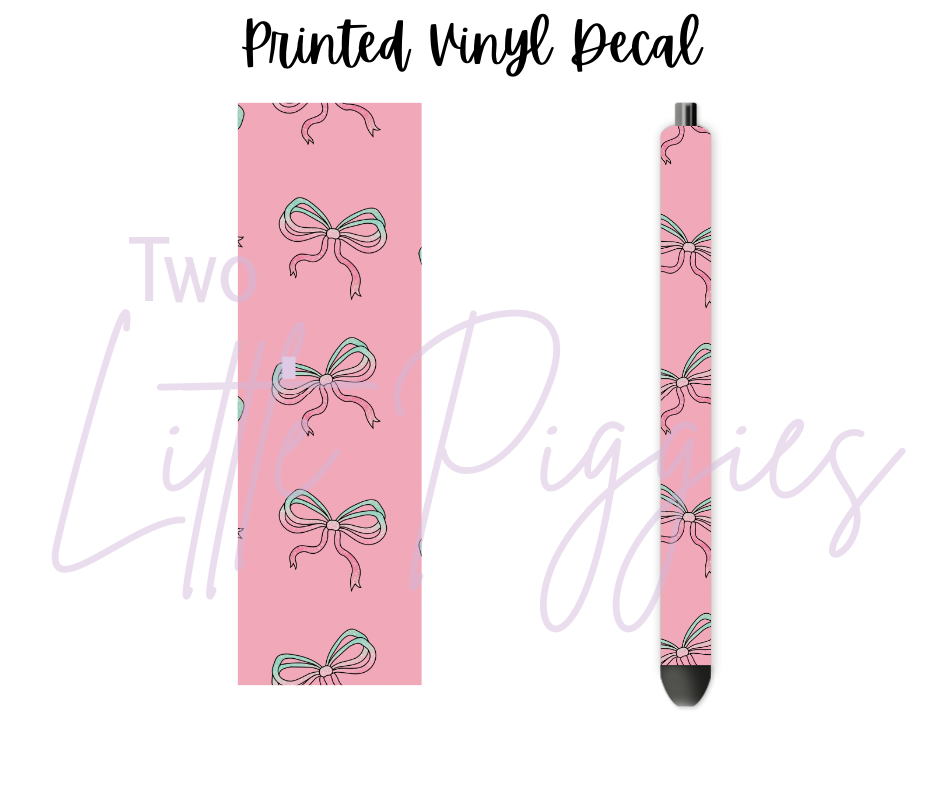 Printed Vinyl - Pink and Teal Bows