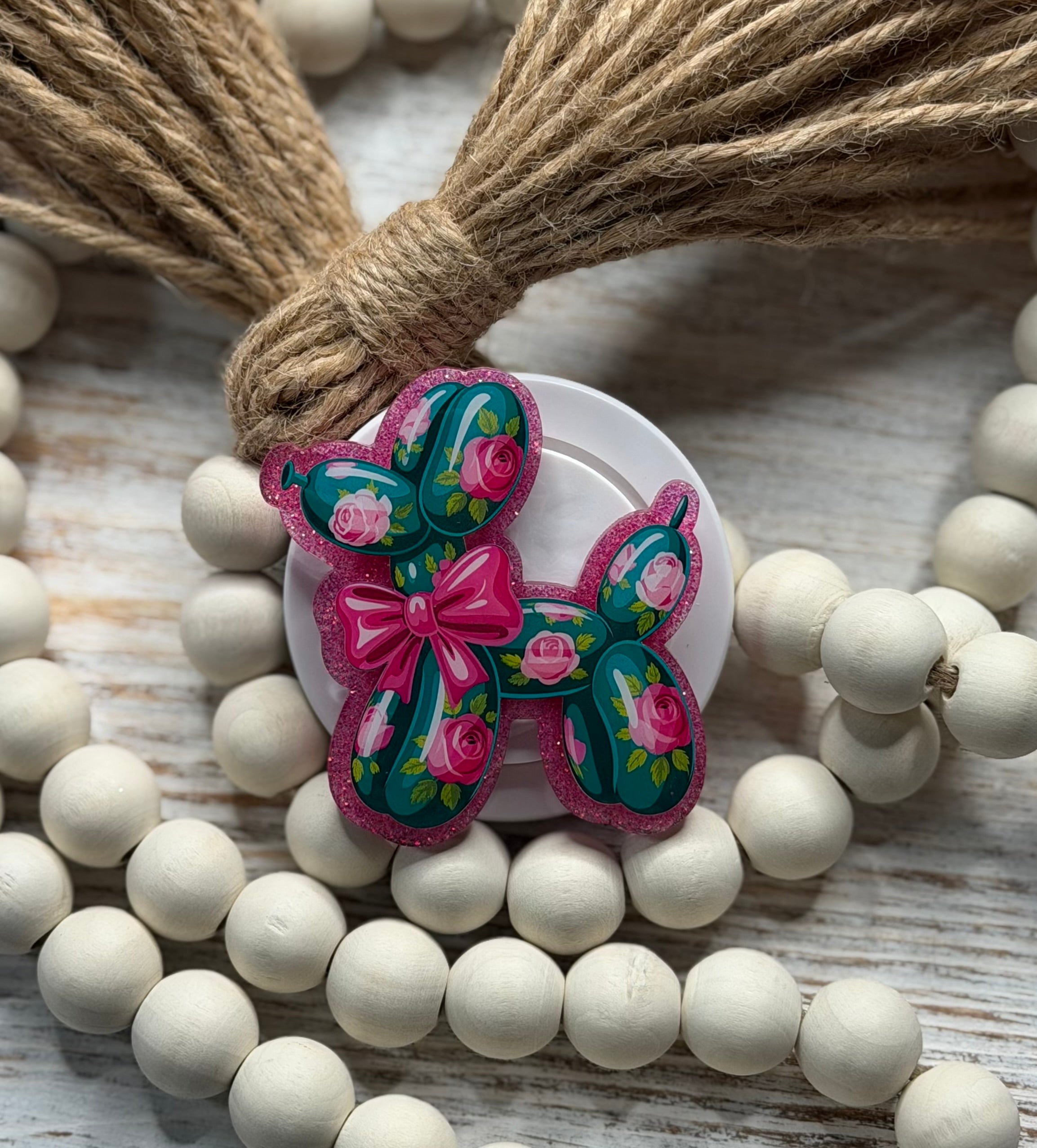 Floral Balloon Dog Pop Socket