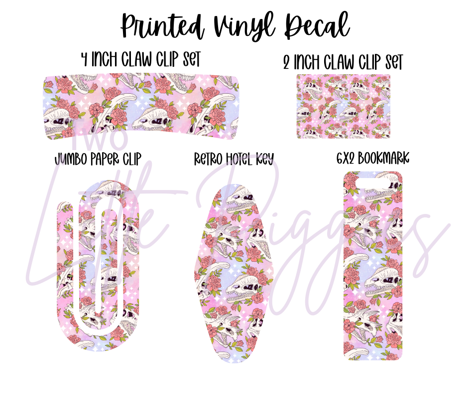 Printed Vinyl - Dinosaur Skulls and Flowers