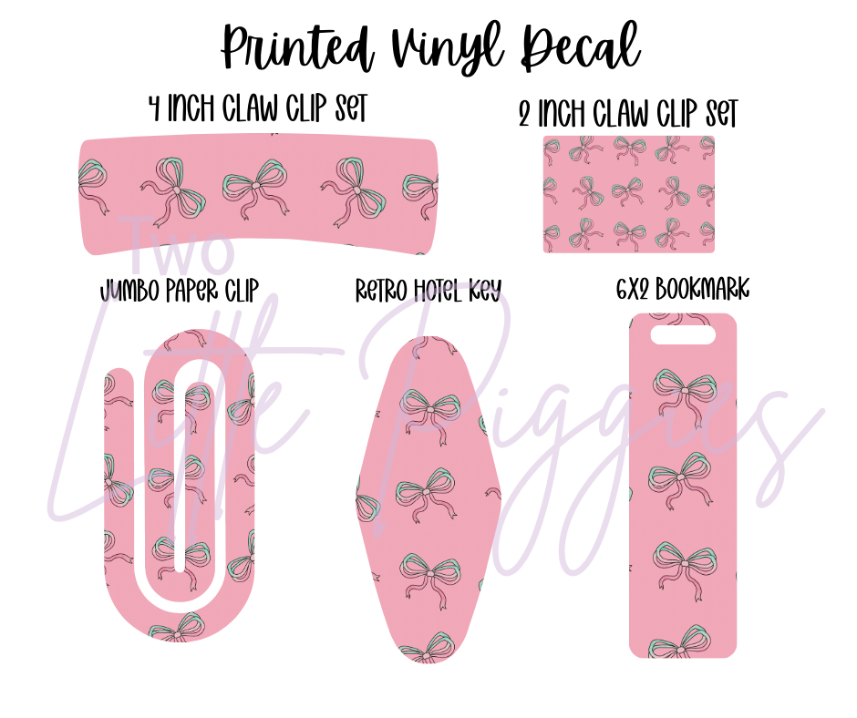 Printed Vinyl - Pink and Teal Bows