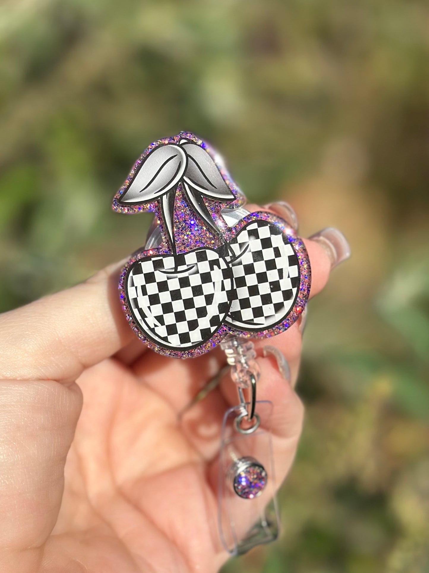 Checkered Cherries Badge Reel