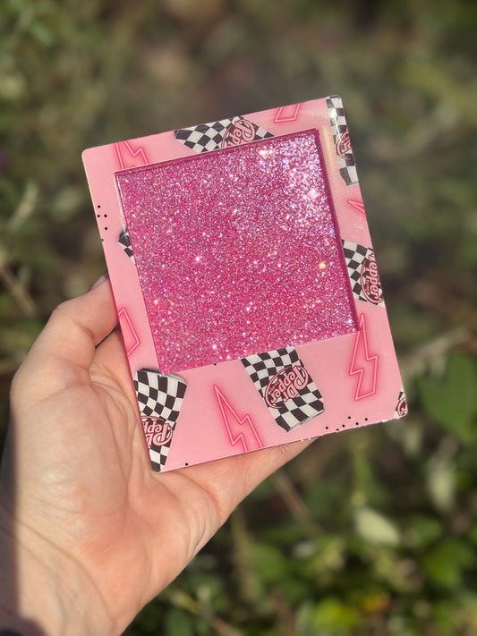 Pink & Checkered DP Acrylic Post It Note Holder