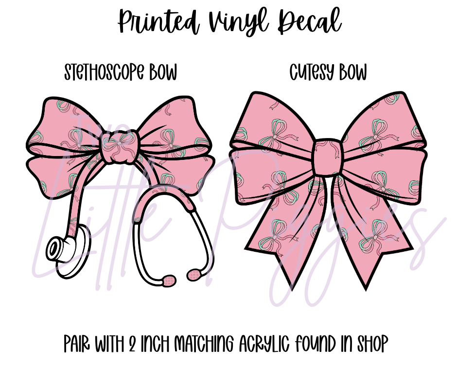 Printed Vinyl - Pink and Teal Bows