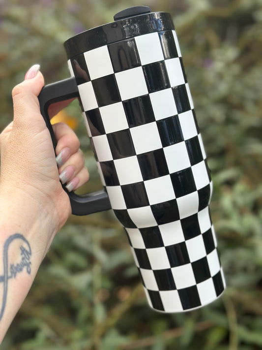Balck and White Checkered 400z Stainless Steel