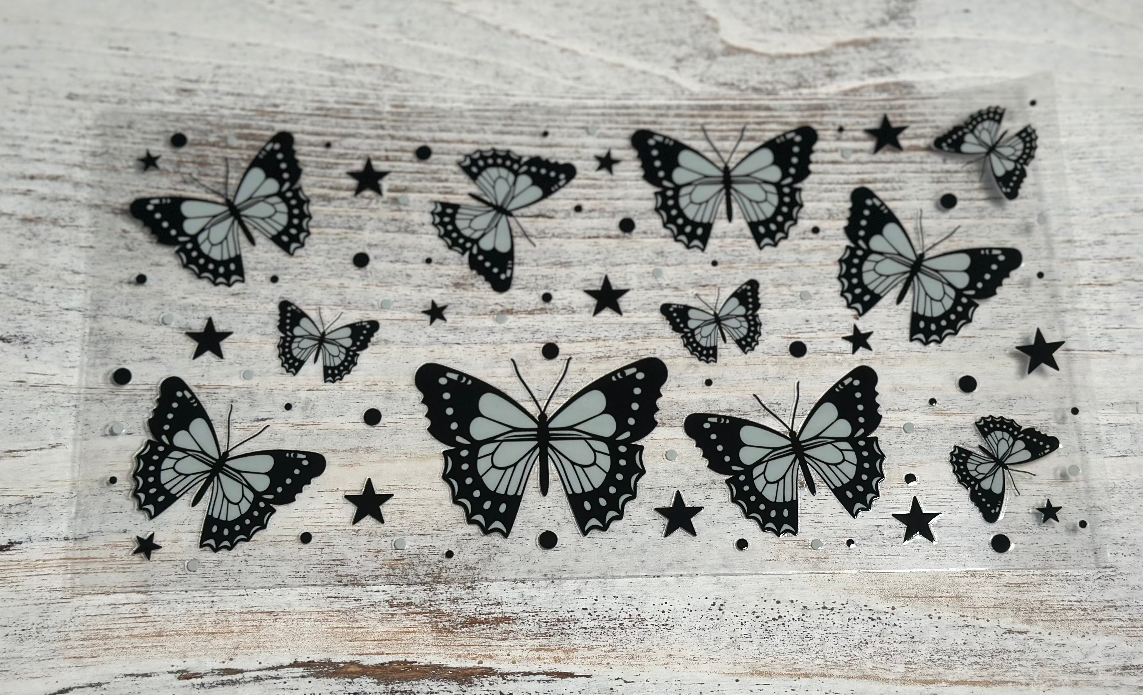 Gray & Black Butterflies w/ Stars Wrap