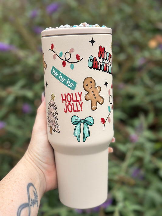 Holly Jolly 40oz No Spill With Decorated Lid