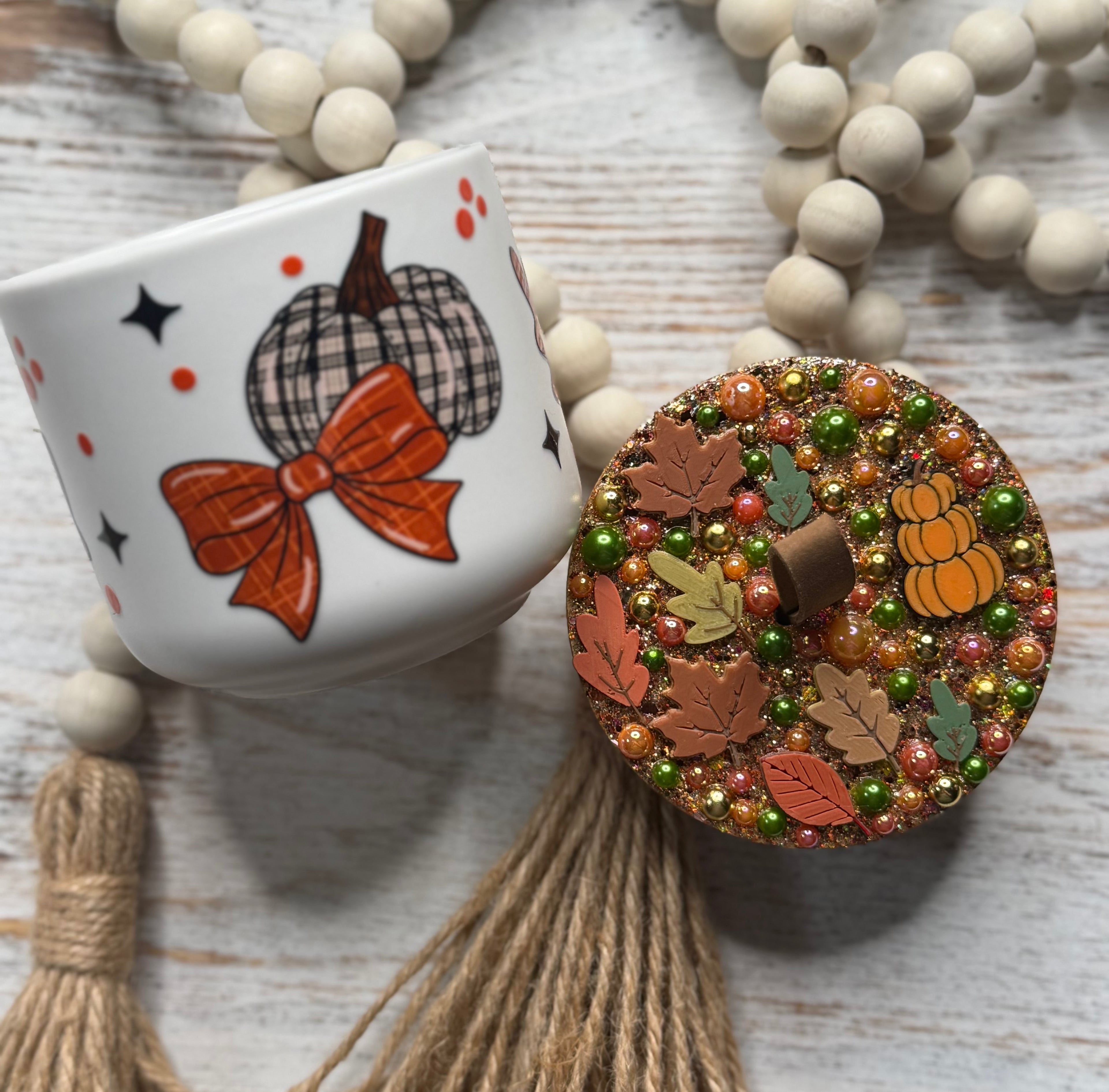 Fall Vibes Small Decorated Jar & Lid    (Pre-made)