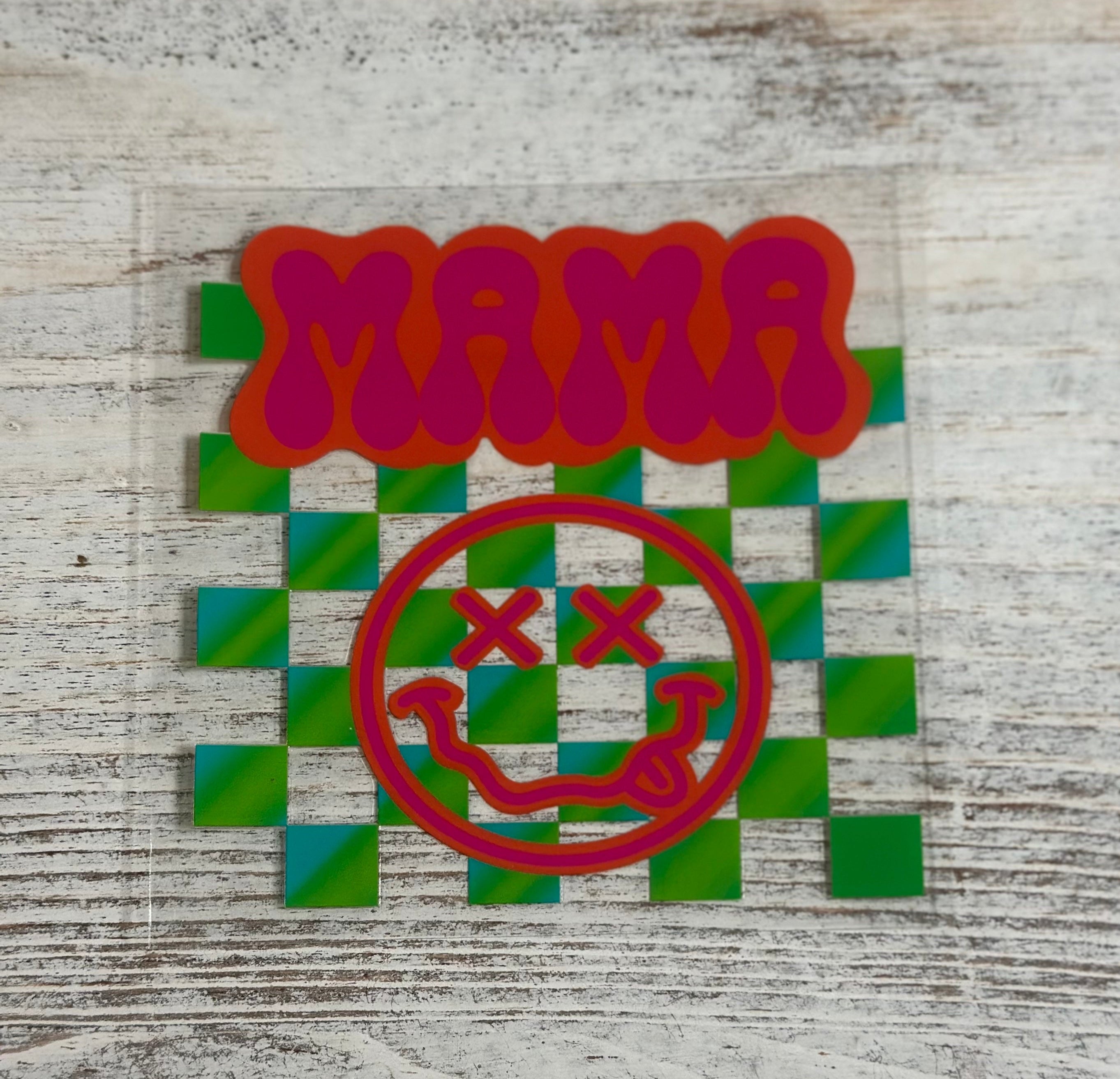 Neon Mama Checkered Smiley - Decal