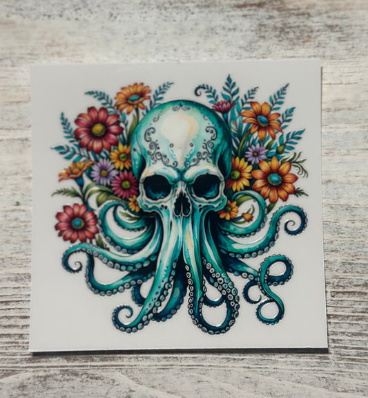Bright Floral Octopus - Decal