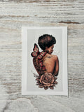 Beautiful Woman W/ Neutral Tones Butterflies and Flowers