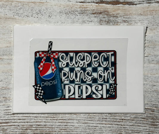Suspect Runs On Blue Circle Cola - Decal