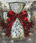Holiday Cross with Poinsettias and Red Bows - Wrap