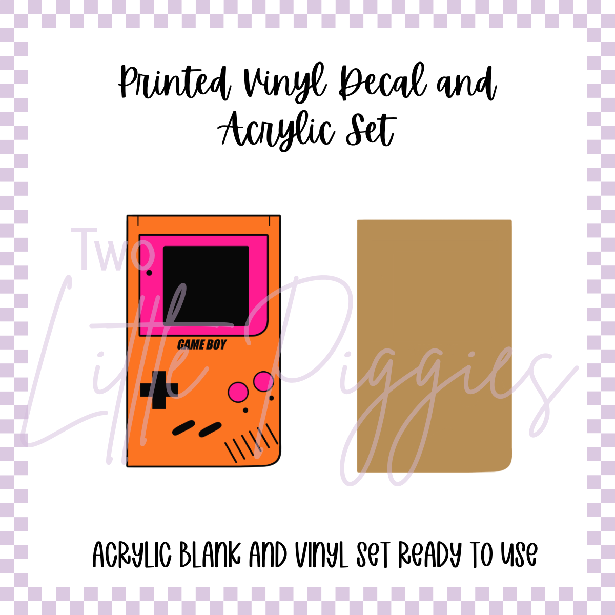 Printed Vinyl and Acrylic Set - 90's - Orange Gameboy